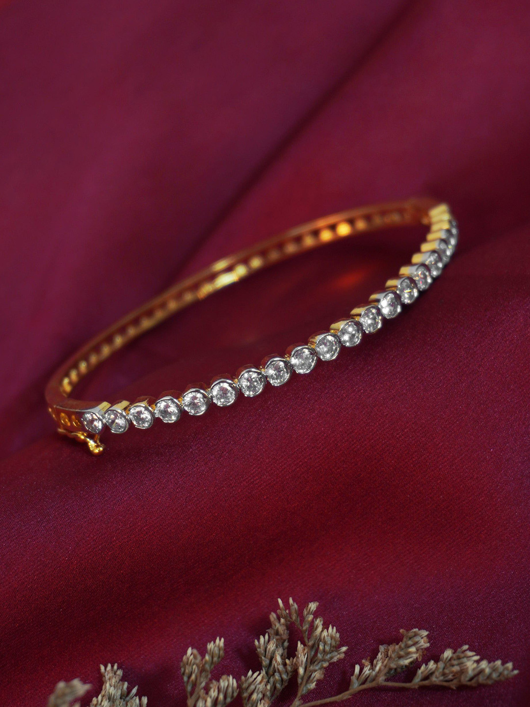 

Niscka Women American Diamond Gold-Plated Bangle-Style Bracelet