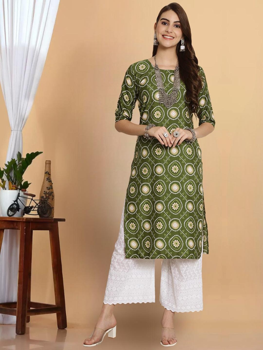 

7Threads Women Ethnic Motifs Printed Mirror Work Floral Crepe Kurta, Multi