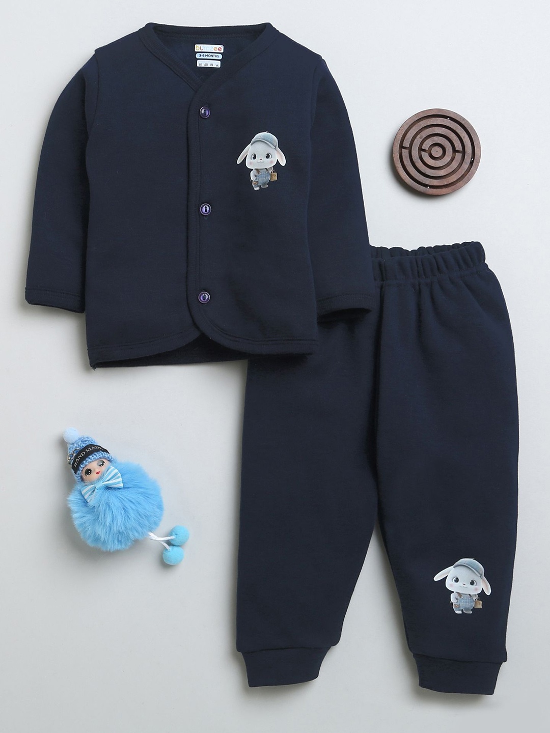 

BUMZEE Boys Printed Shirt with Pyjamas, Navy blue