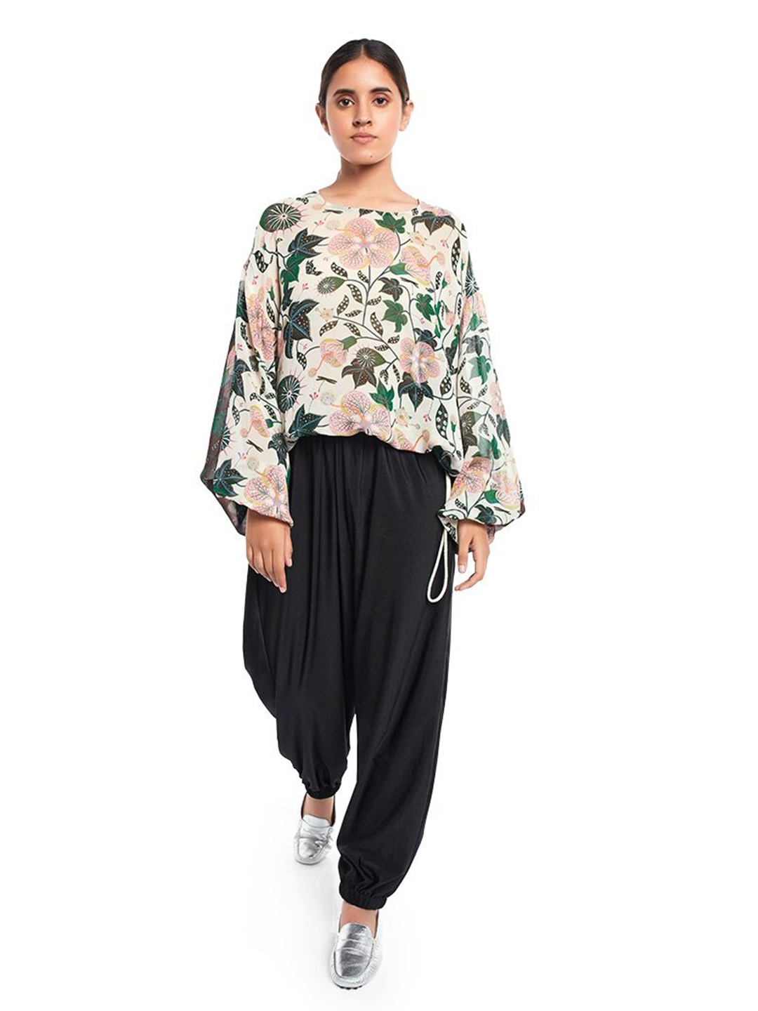 

PS PRET BY PAYAL SINGHAL Floral Print Kimono Sleeve Georgette Top, White