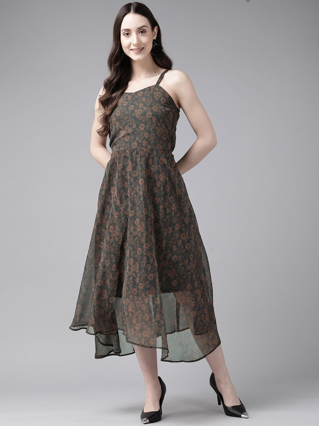 

BAESD Georgette Pinafore Dress, Black
