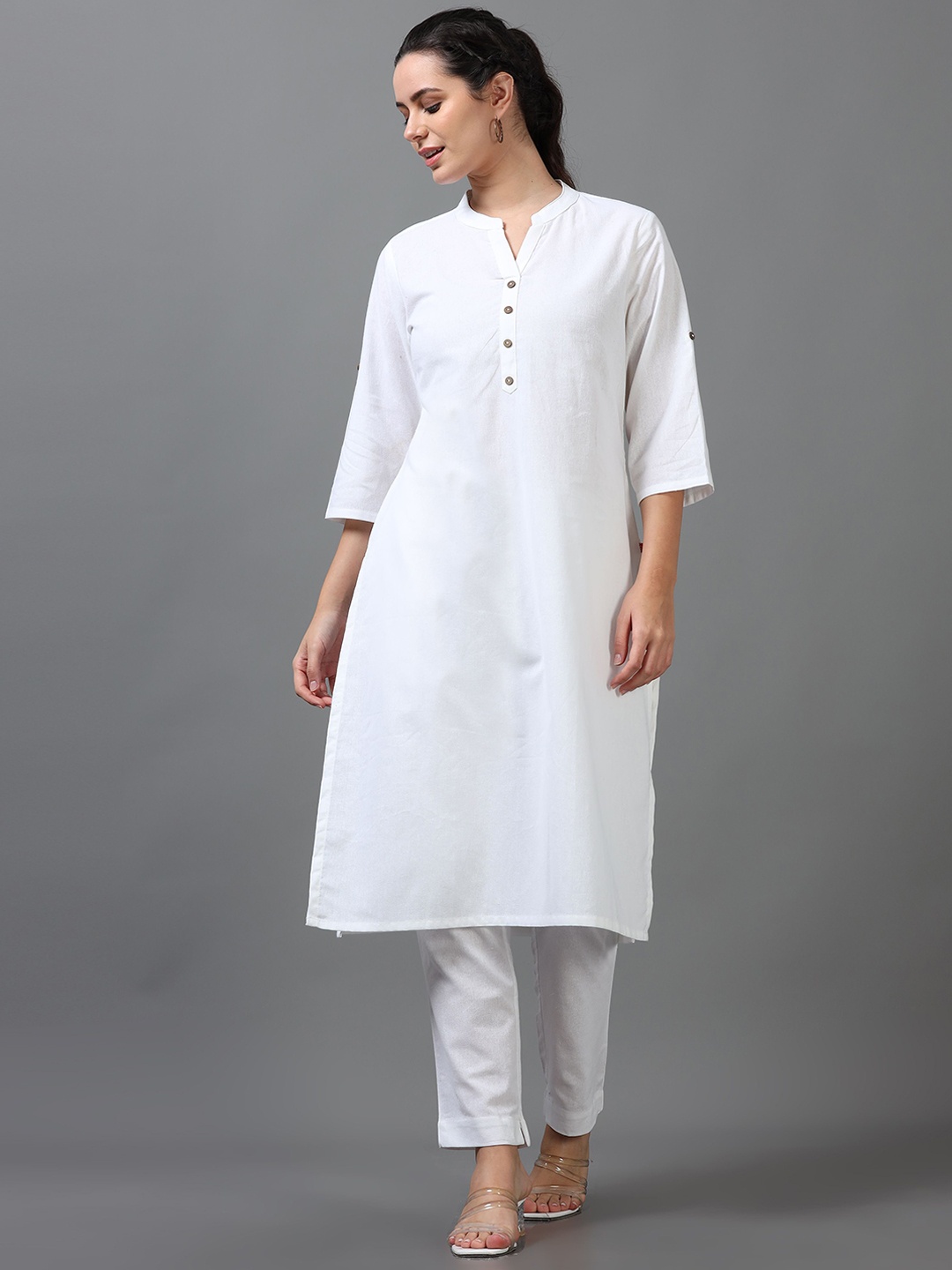 

Marcia Women Regular Pure Cotton Kurta with Trousers, White