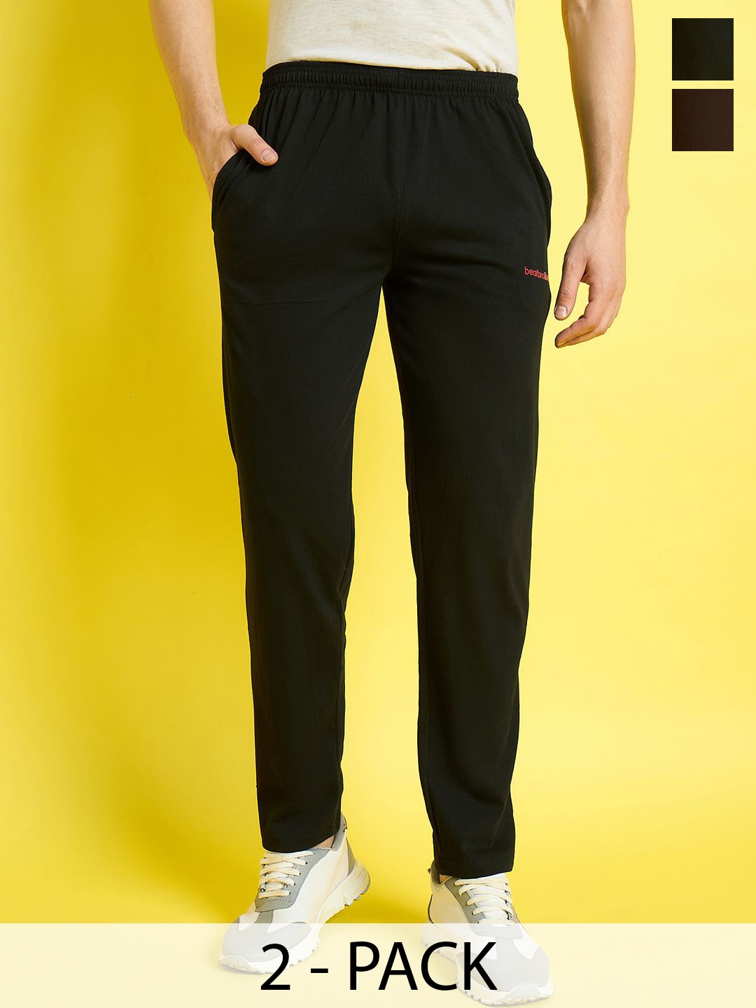 

bearbrother Men Pack Of 2 Mid-Rise Track Pants, Black
