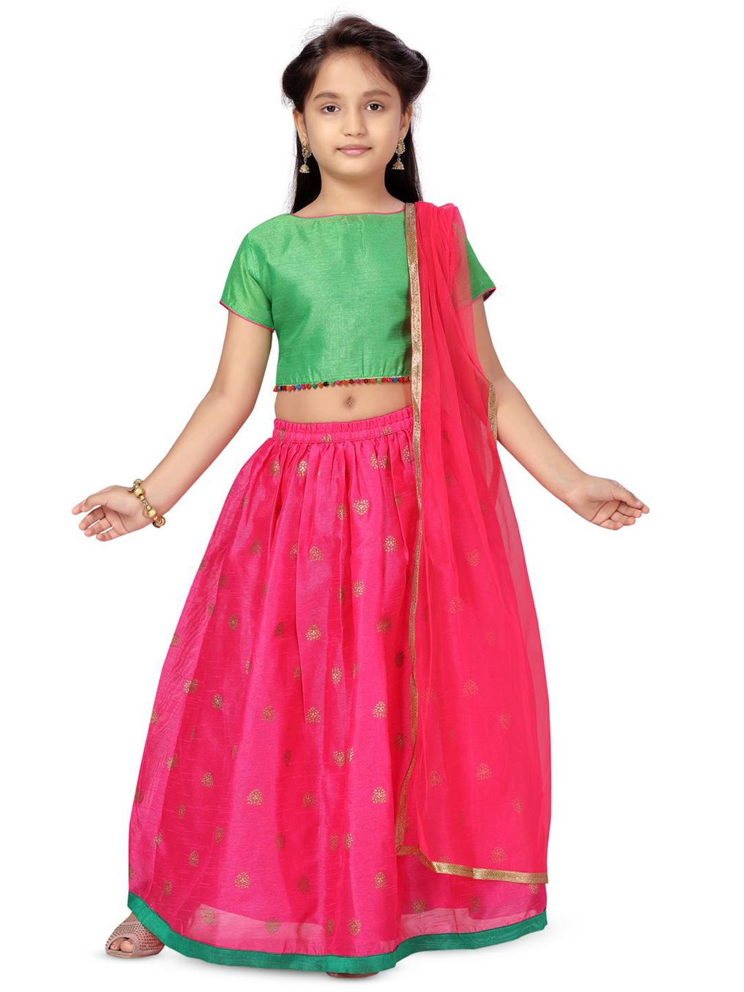 

BAESD Girls Ready to Wear Lehenga & Blouse With Dupatta, Pink