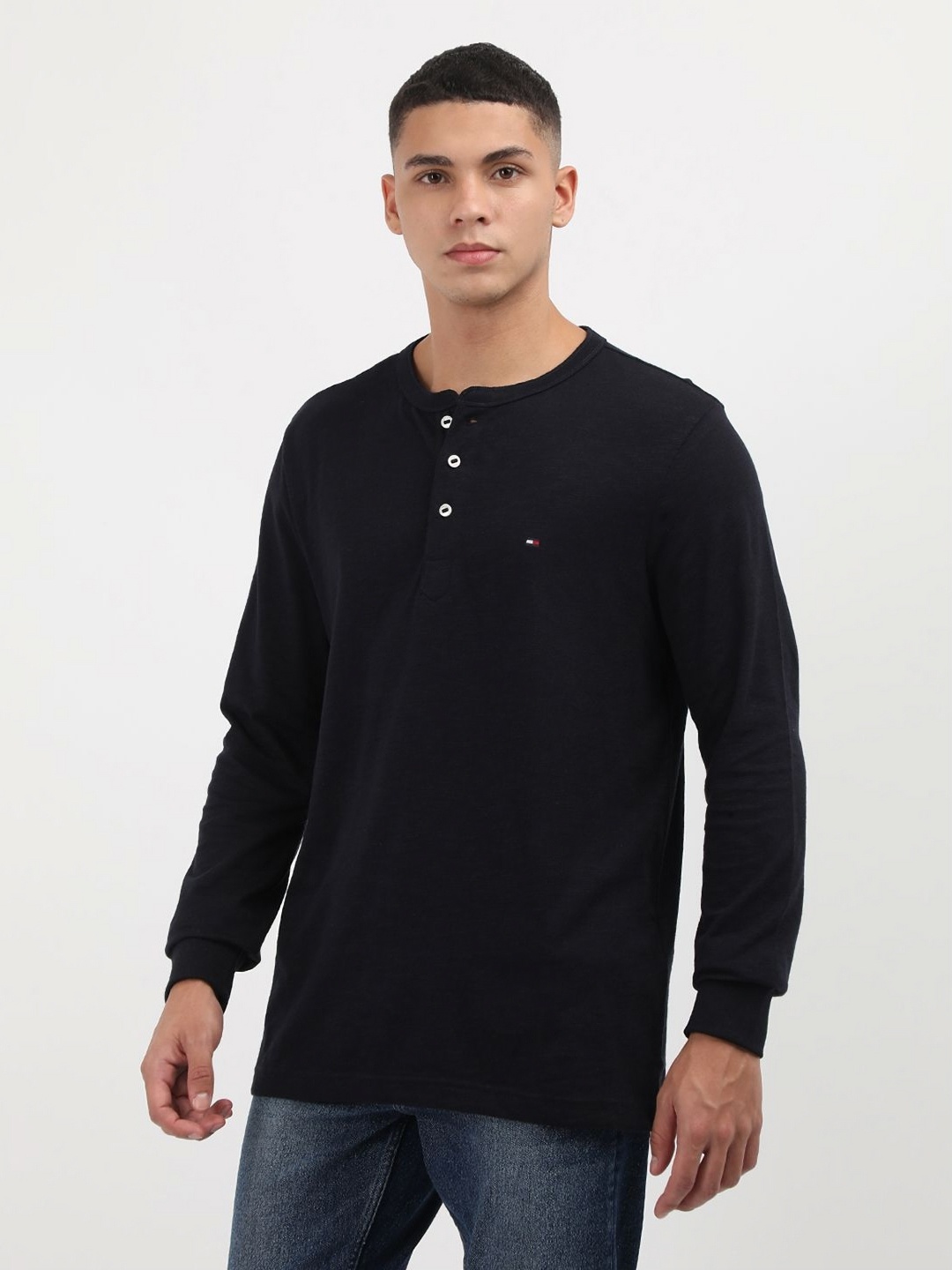 

Tommy Hilfiger Men Henley Neck Pockets T-shirt, Blue