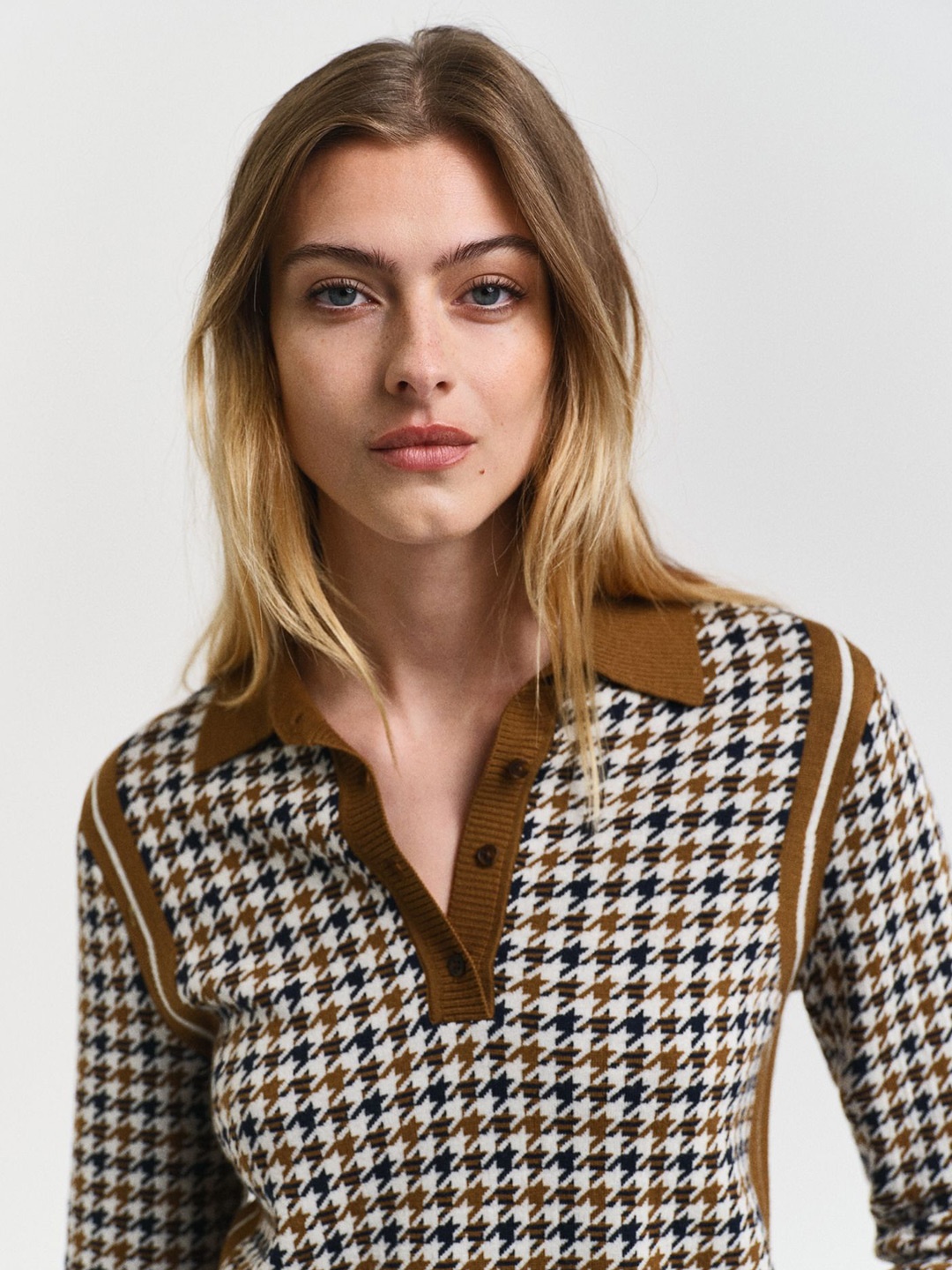 

GANT Women Checked Woollen Pullover, Brown