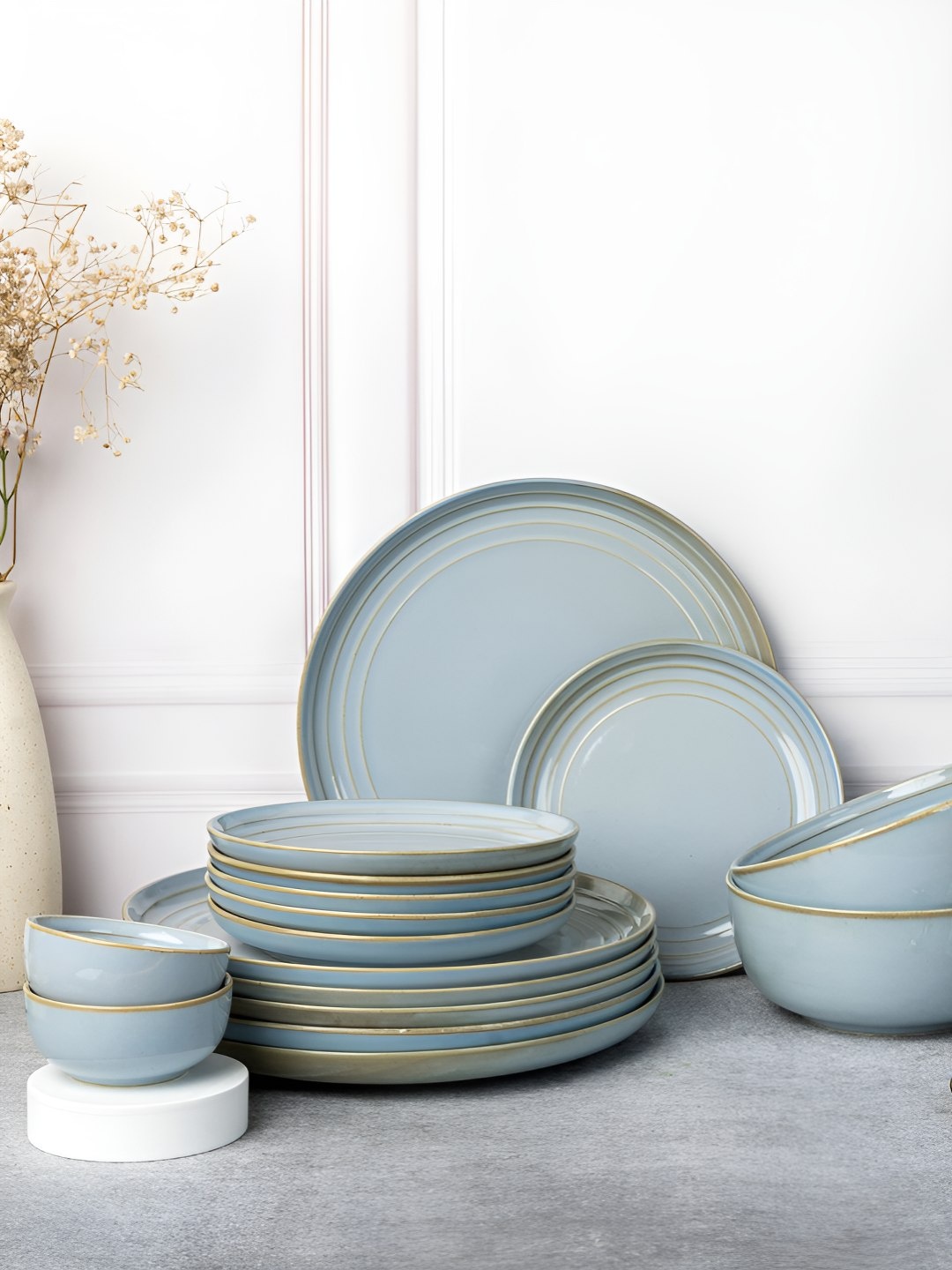 

BODHI HOUSE Blue 20-Pieces Porcelain Glossy Dinner Set