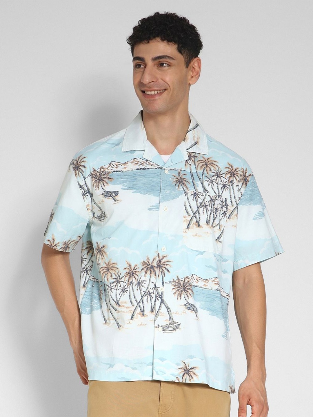 

AMERICAN EAGLE OUTFITTERS Men Classic Floral Opaque Printed Casual Shirt, Blue