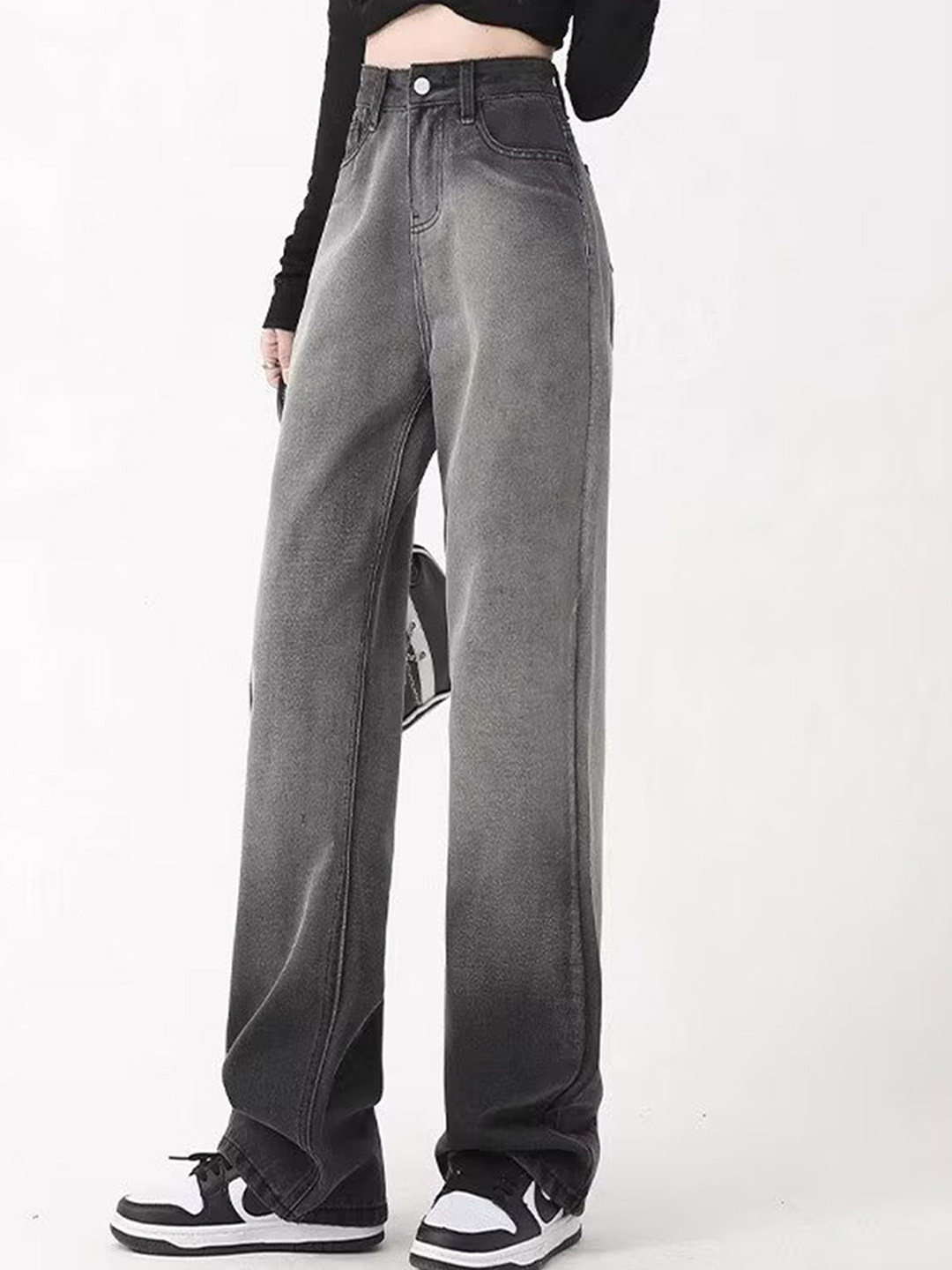 

LULU & SKY Women Boyfriend Fit High-Rise Heavy Fade Jeans, Grey