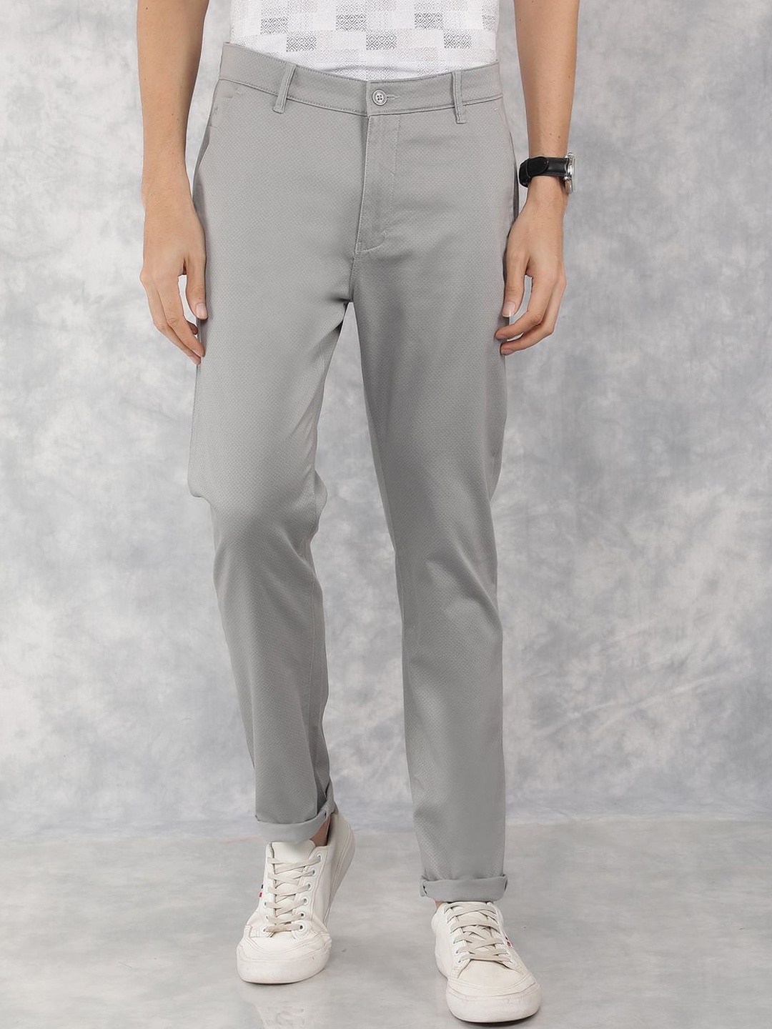 

Crimsoune Club Men Smart Slim Fit Trousers, Grey