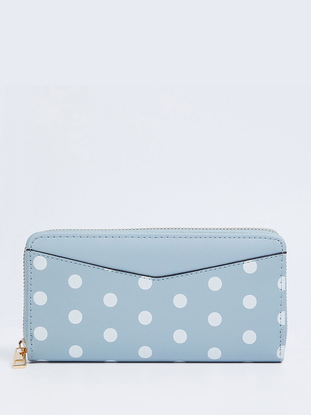 

max Women Geometric Printed PU Zip Around Wallet, Blue