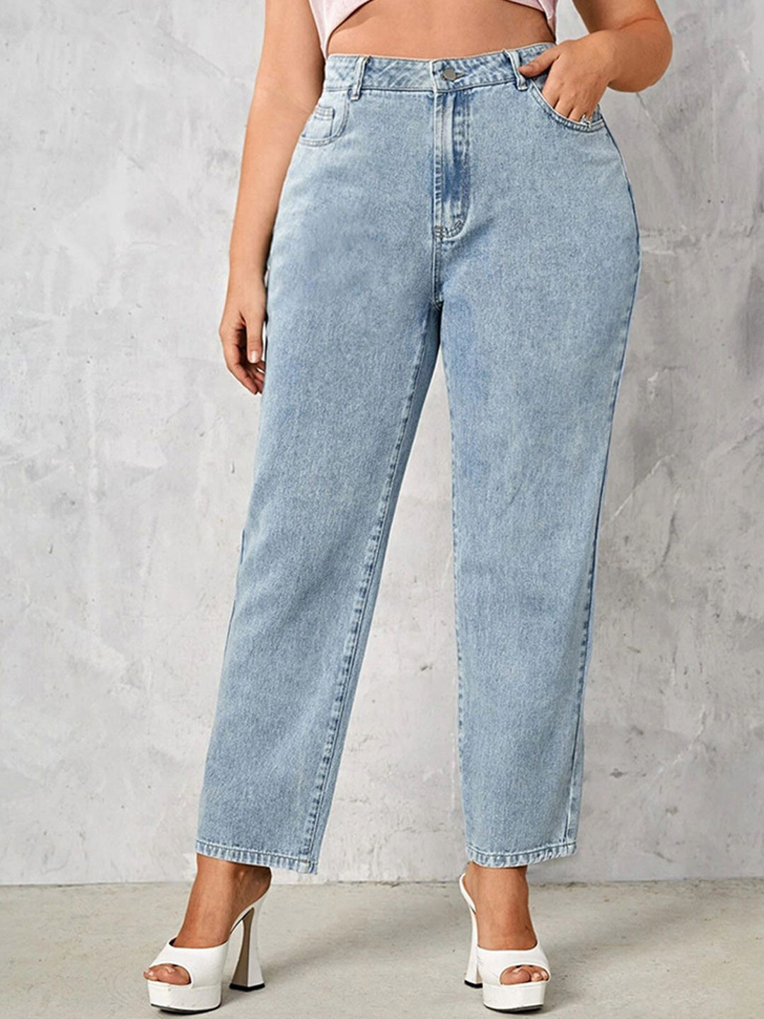 

LULU & SKY Women Straight Fit High-Rise Heavy Fade Jeans, Blue