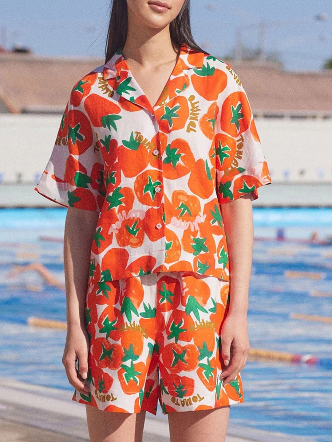 

LULU & SKY Printed Shirt With Shorts Co-Ords, Orange