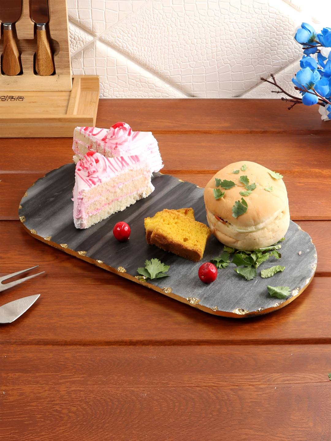 

NikkisPride Black Marble Serving Food Platter