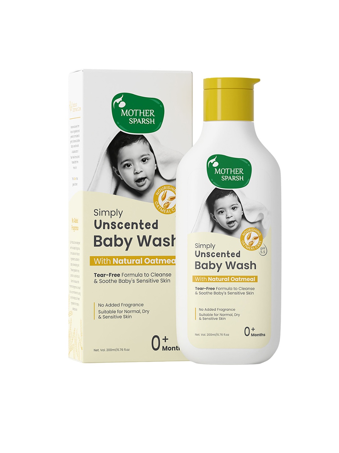 

Mother Sparsh Simply Unscented Baby Wash With Natural Oat Meal - 200ml, White