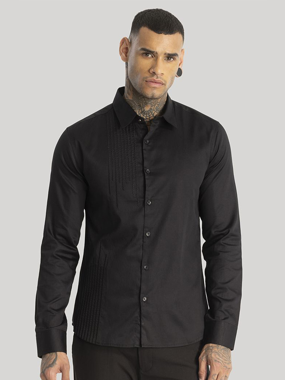 

Snitch Men Smart Slim Fit Opaque Formal Shirt, Black
