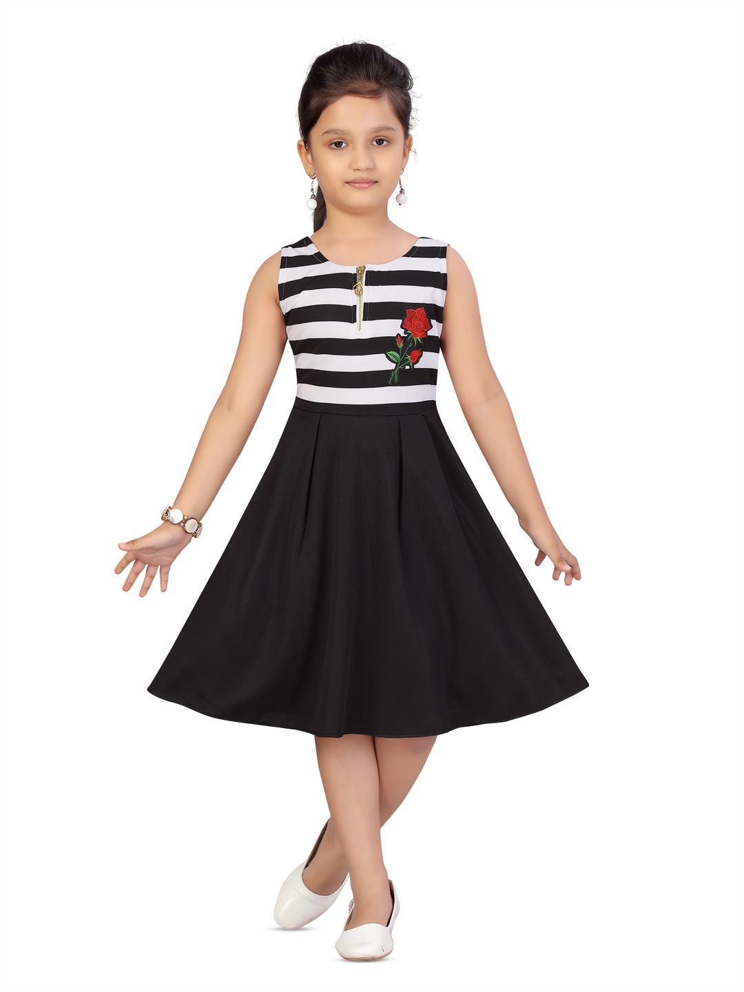 

BAESD Striped Net Fit & Flare Dress, Black