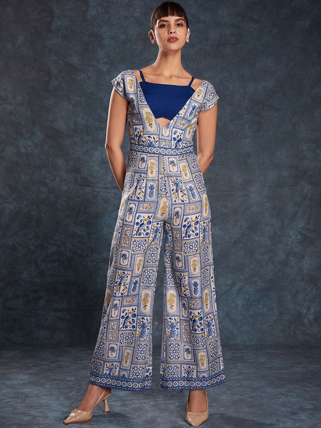

Fusionic Printed Jumpsuit, Navy blue