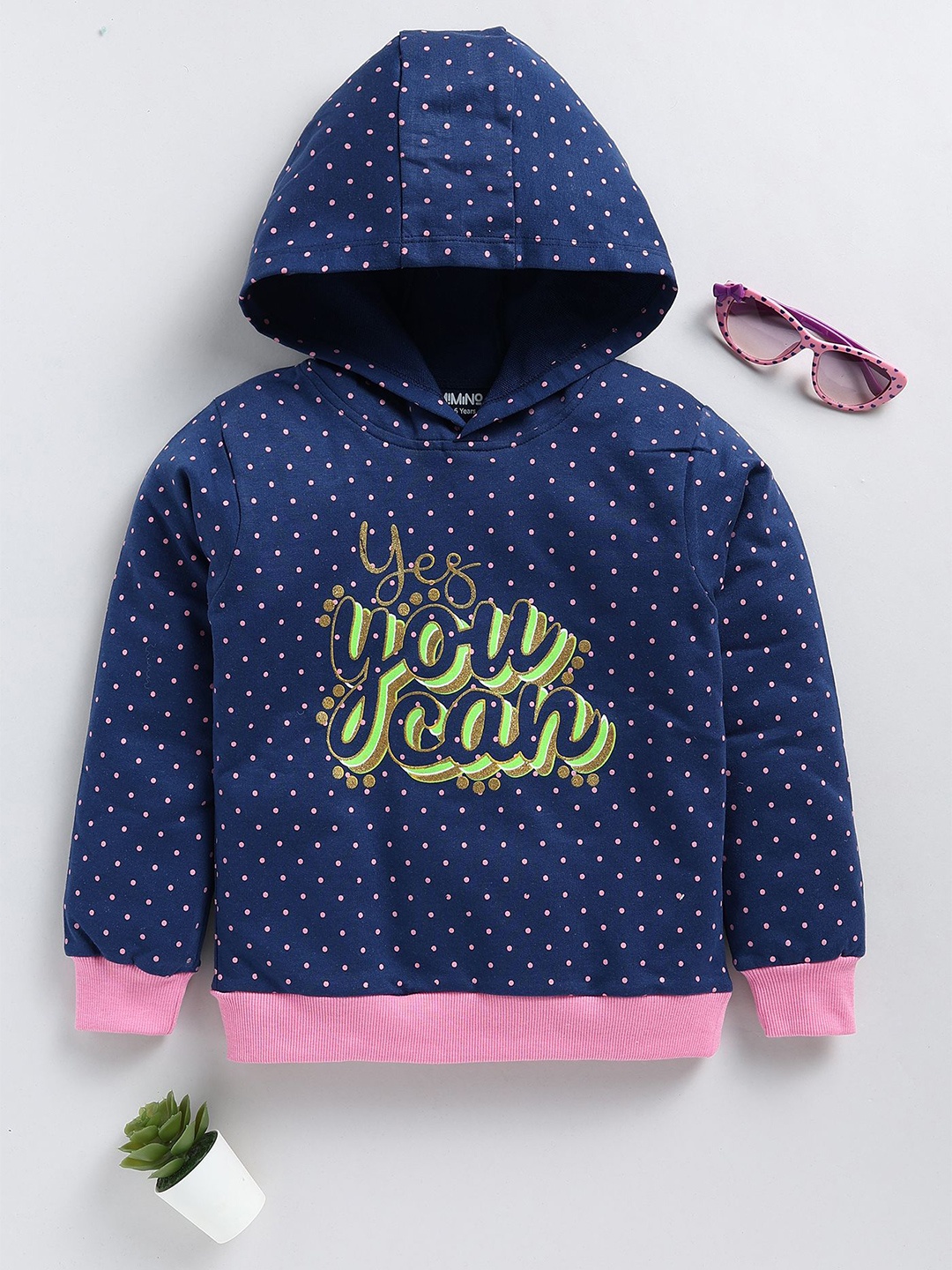 

MIMINO Girls Typography Printed Sweatshirt, Blue