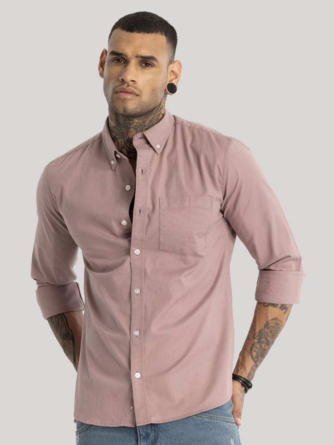 

Snitch Men Smart Slim Fit Opaque Casual Shirt, Mauve