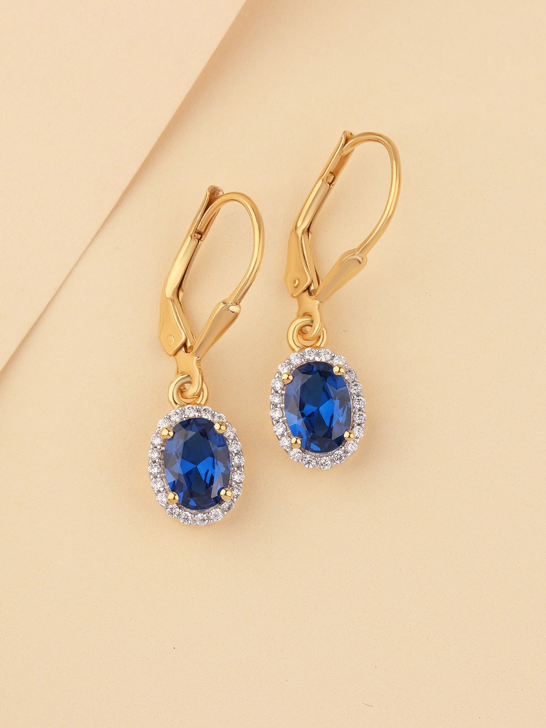 

Ornate Jewels 18K Gold Plated Blue Sapphire Dangle Earrings