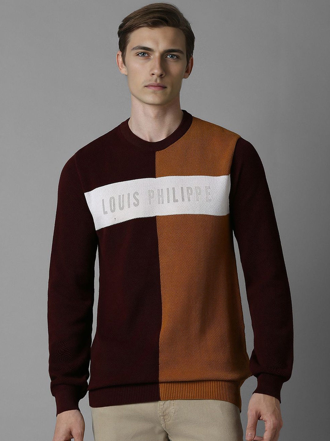 

Louis Philippe Sport Men Printed Pullover, Brown
