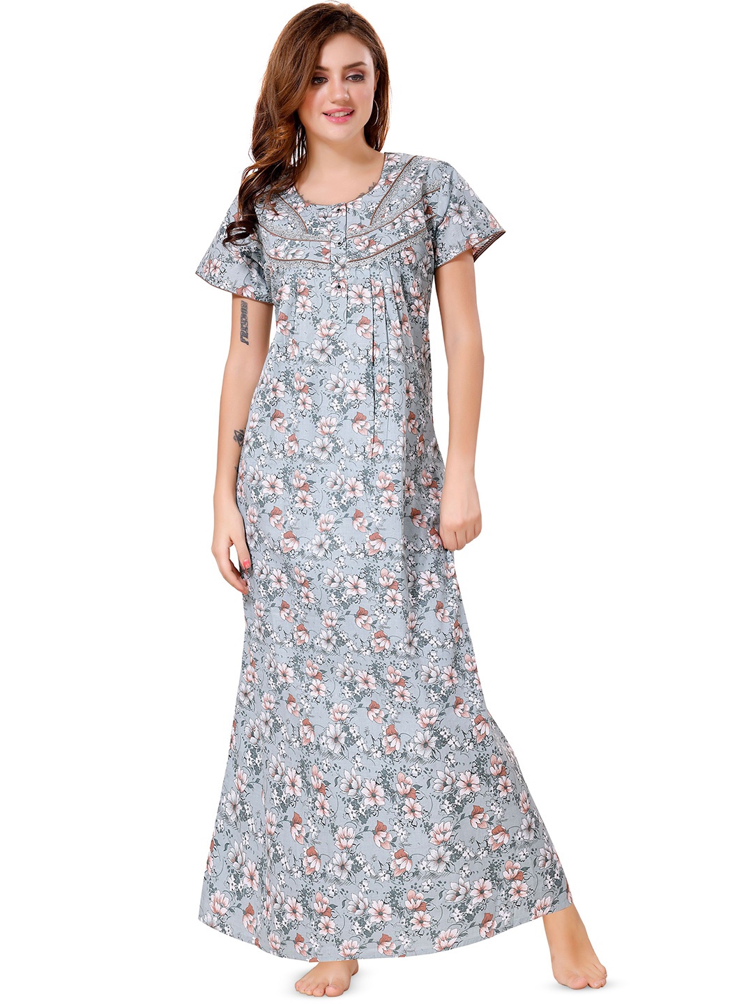 

Soulemo Printed Maxi Nightdress, Grey
