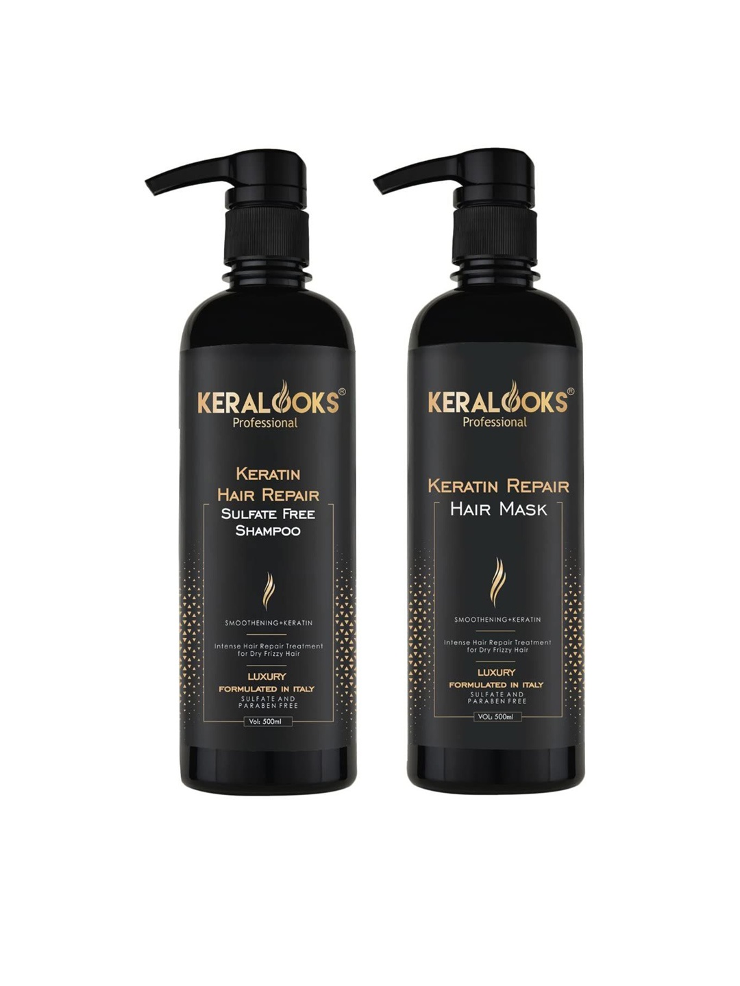 

Keralooks professional Keratin Repair Shampoo & Hair Mask - 500ml Each, Black