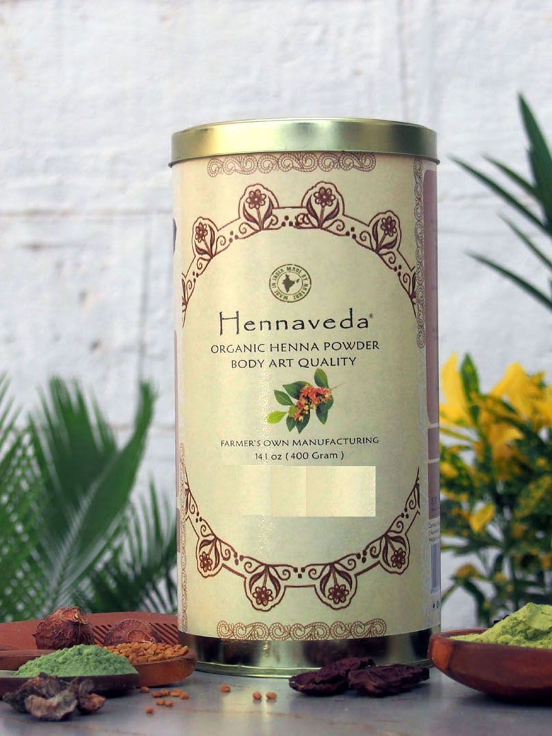 

HENNAVEDA Organic Body Art Quality Henna Powder-400g, Green