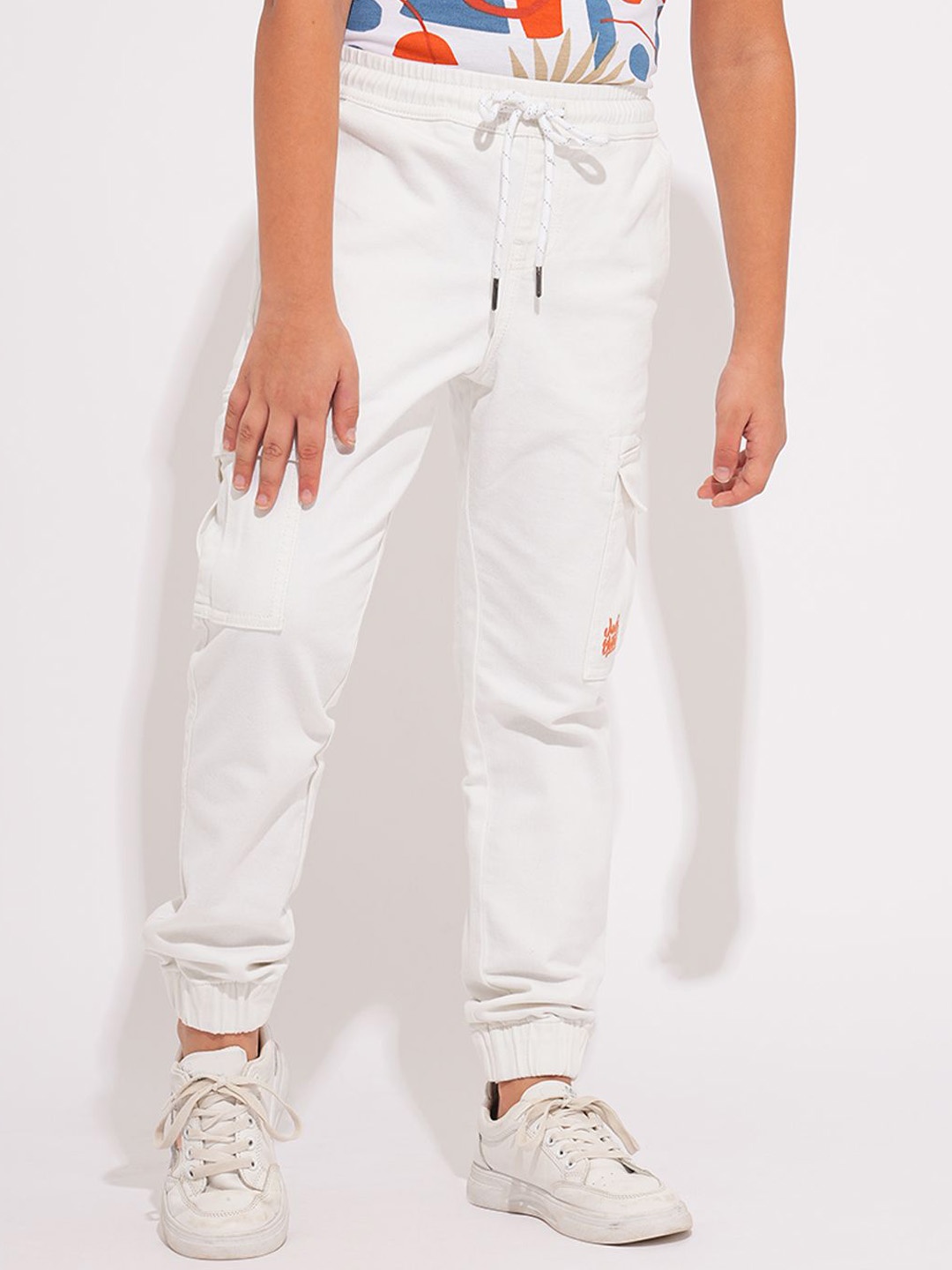

Jack & Jones Junior Boys Jogger Mid-Rise Pure Cotton Stretchable Jeans, White