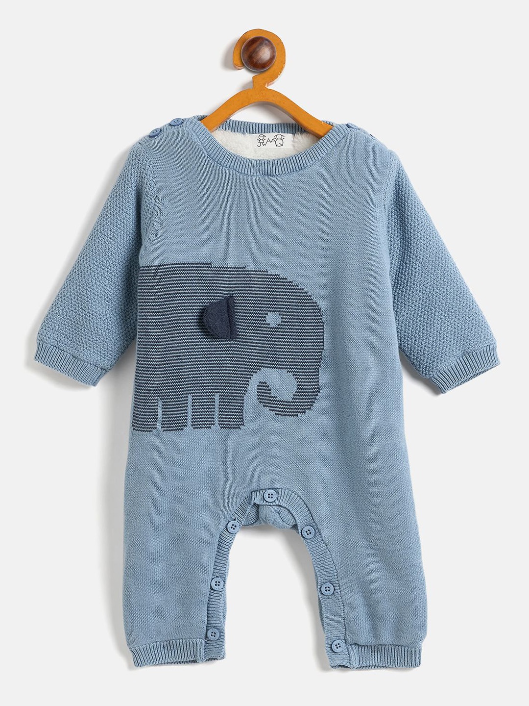 

JWAAQ Infants Printed Winter Romper With Fur Lined, Blue