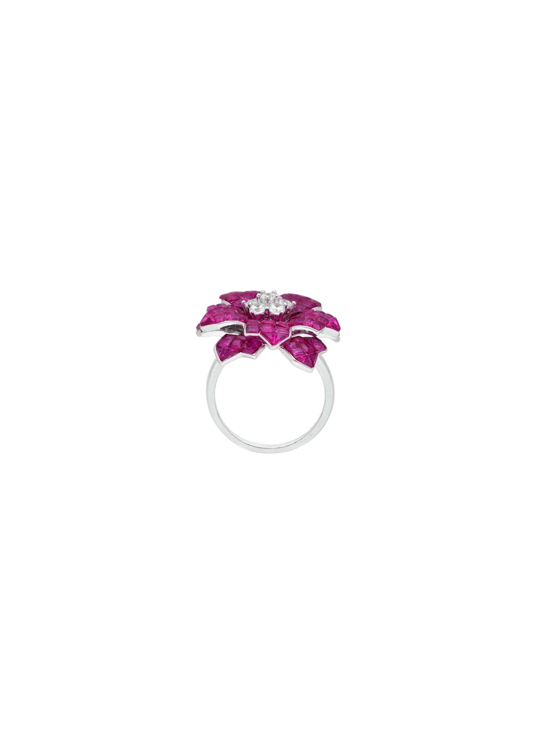 

MISS JO Rhodium Plated Cubic Zirconia Stone Studded Finger Ring, Silver