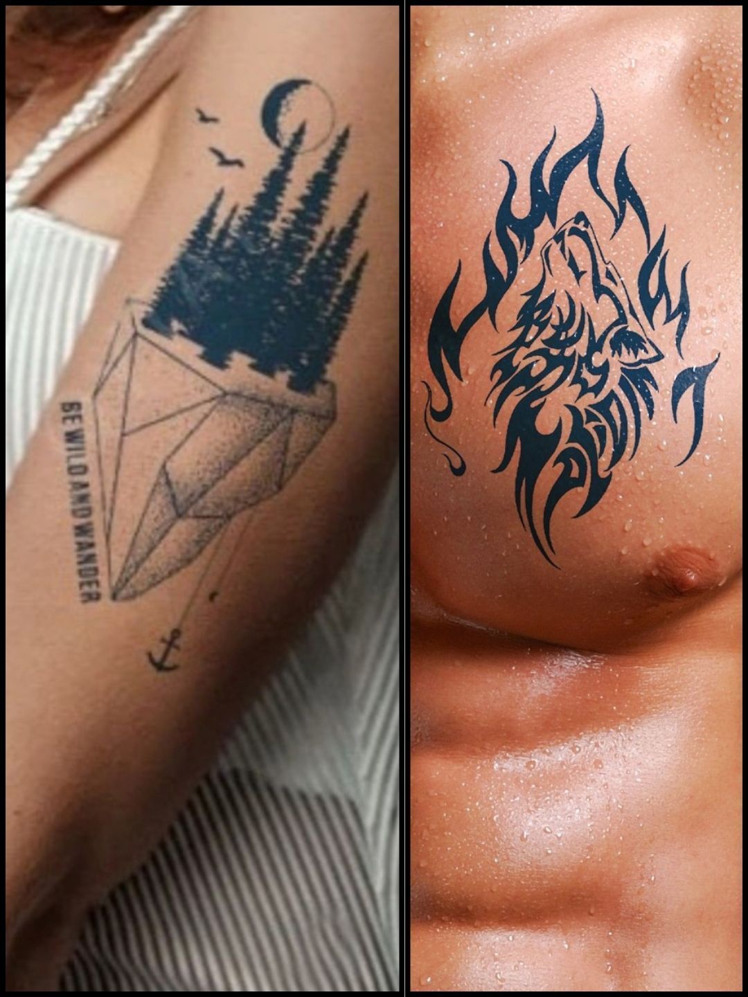 

LICK Matte Finish Realistic Semi Temporary Body Tattoo Combo, Blue