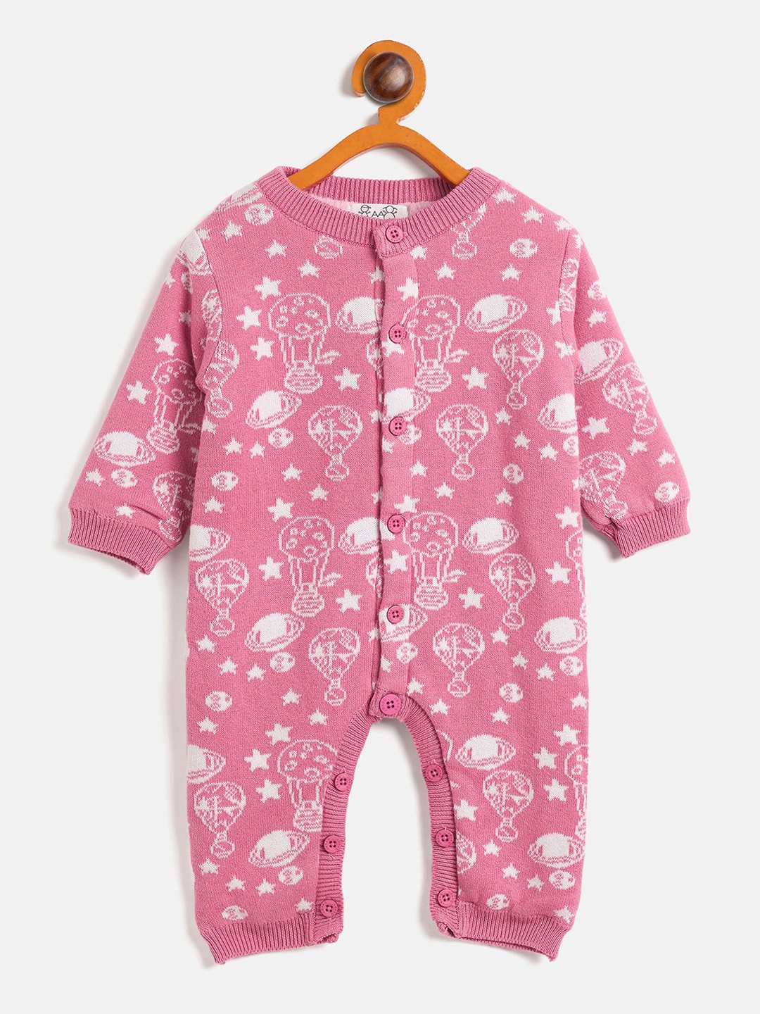 

JWAAQ Infants Printed Winter Romper With Fur Lined, Pink