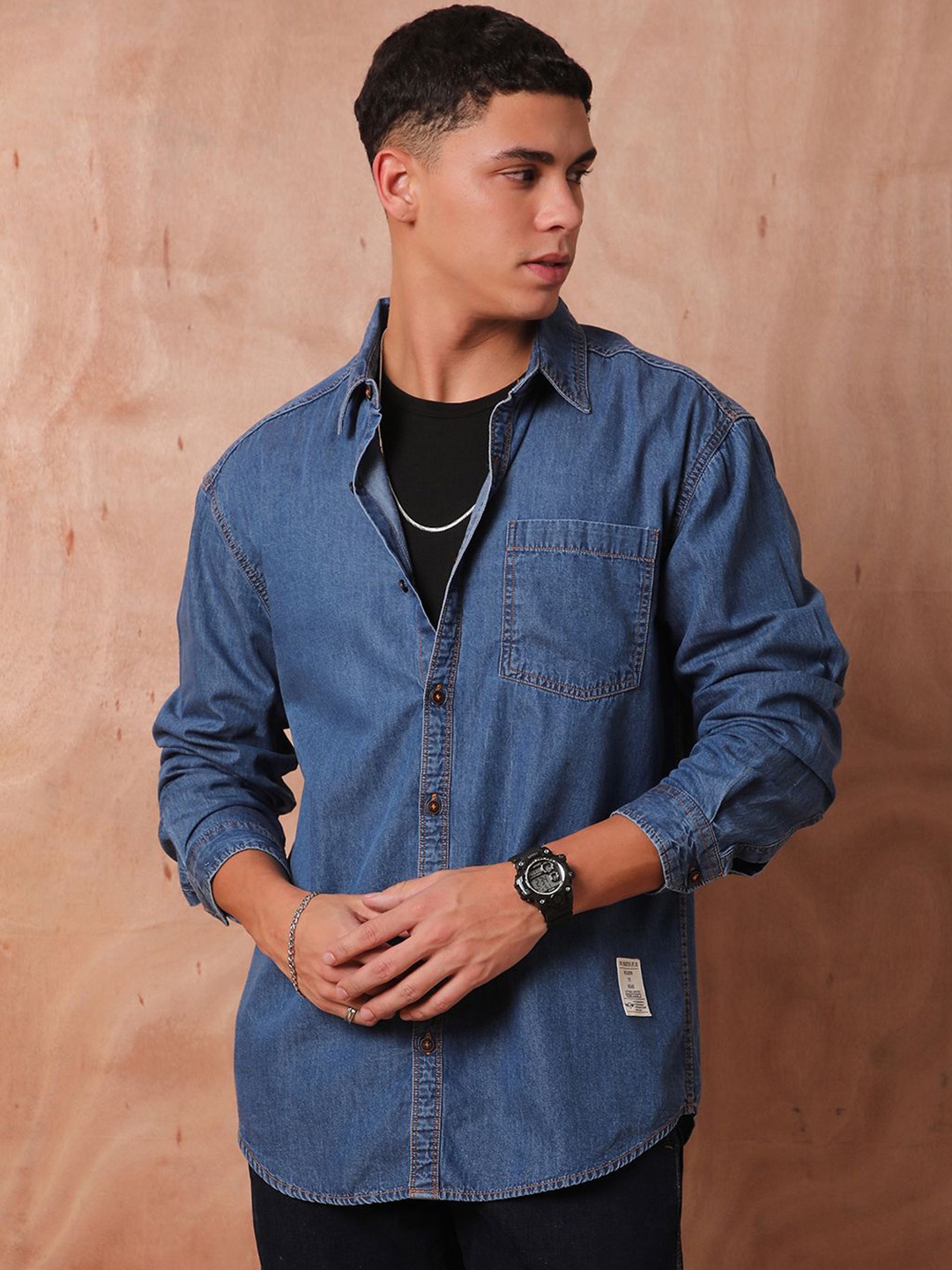 

The Roadster Lifestyle Co Relaxed Fit Denim Casual Shirts, Blue