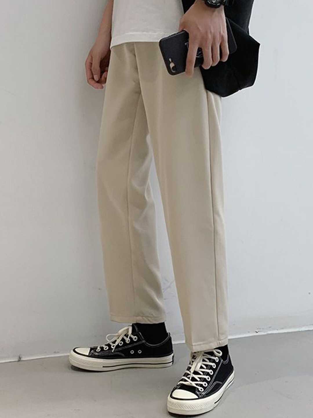 

StyleCast Men Solid Chinos Casual Trousers, Beige