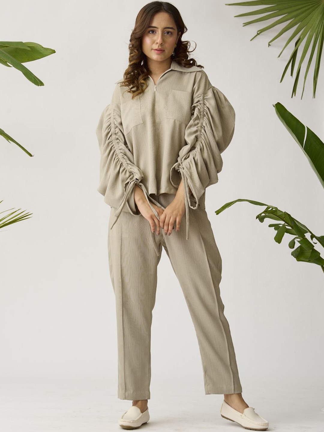 

Risate Top With Trousers Co-Ords, Beige