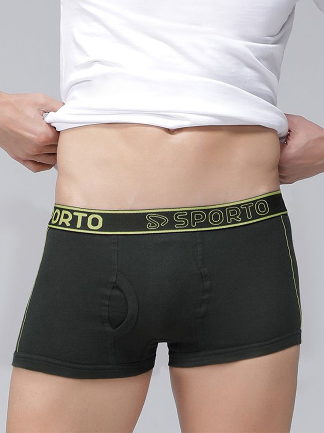 

SPORTO Men's Solid Cotton Long TrunksSP-TR-M1022-OL-S-1PC-Olive