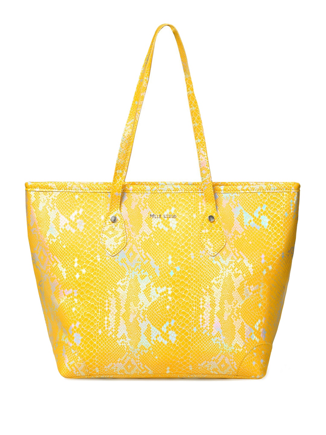 

PELLE LUXUR Printed PU Oversized Shopper Tote Bag, Yellow