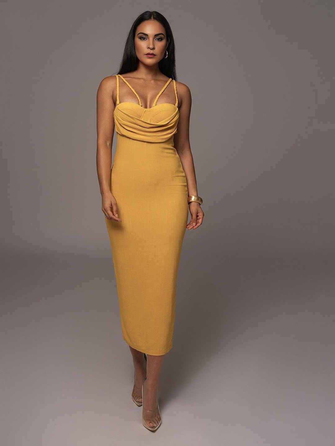 

Bee Boe Sleeveless Linen Bodycon Midi Dress, Yellow