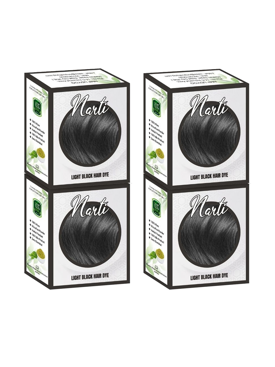 

NARTI Set Of 4 Nourishing Henna Hair Color- Light Black- 60g Each