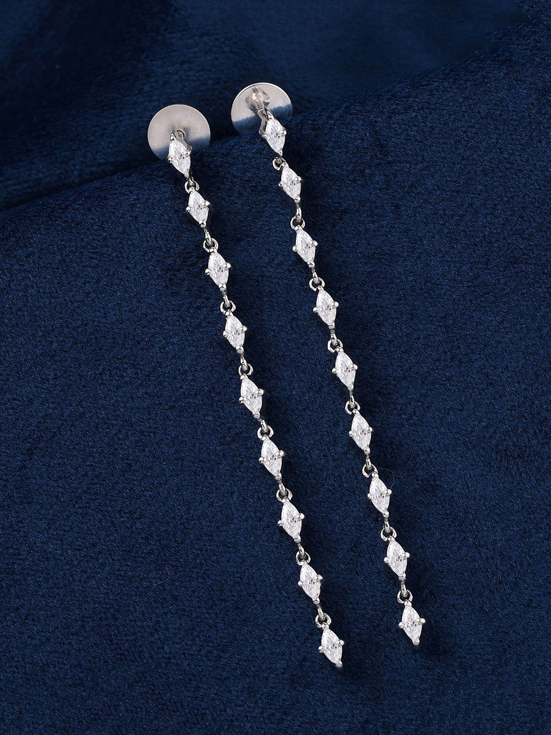 

Ornate Jewels 925 Sterling Silver American Diamond Starry Night Dangle Earrings