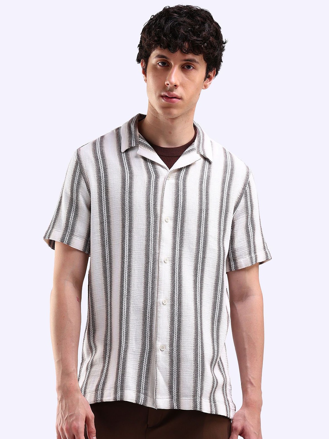 

Flying Machine Men Multi Stripes Opaque Striped Casual Shirt, White