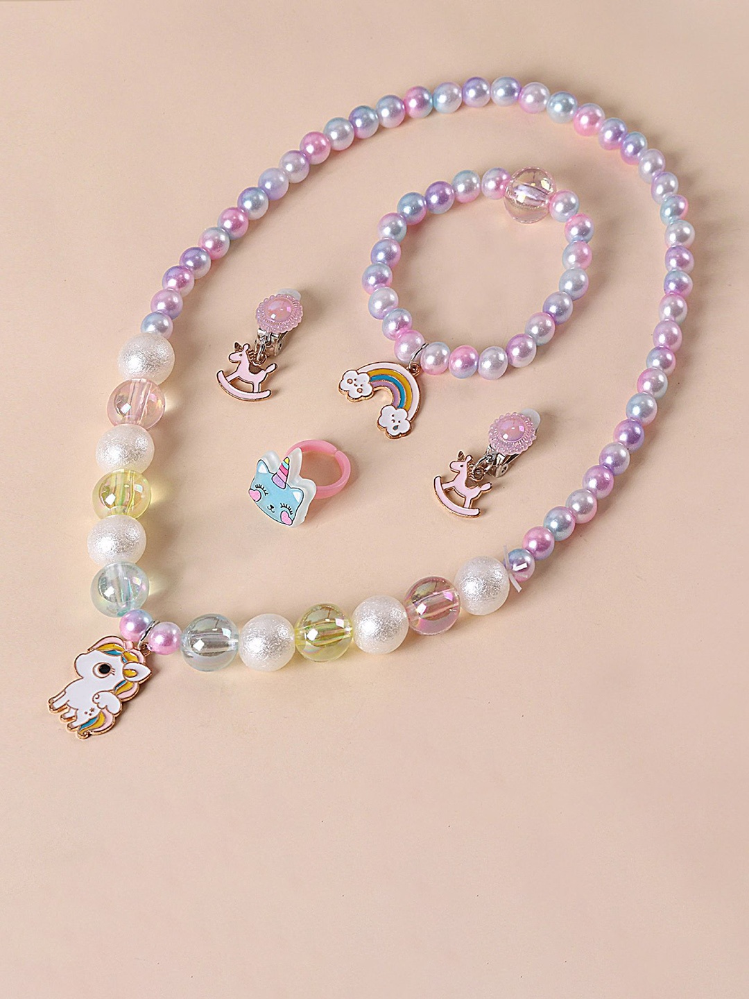 

SYGA Girls Kids Pearl Beaded Jewellery Set, Purple