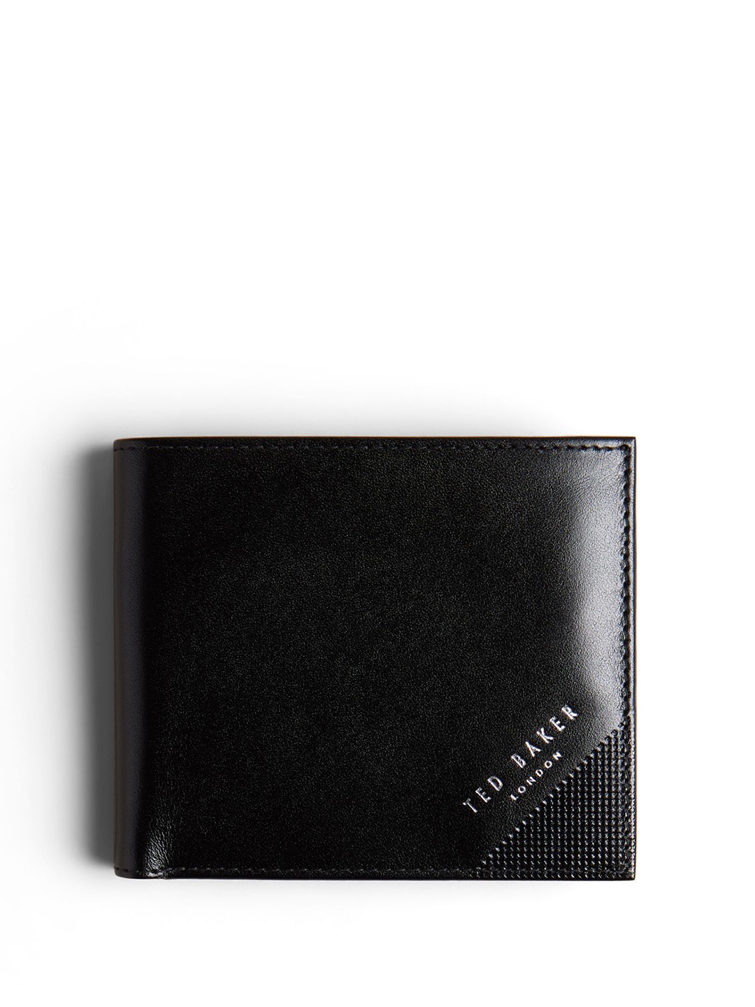 

Ted Baker Men Typography Printed Leather Two Fold Wallet, Black