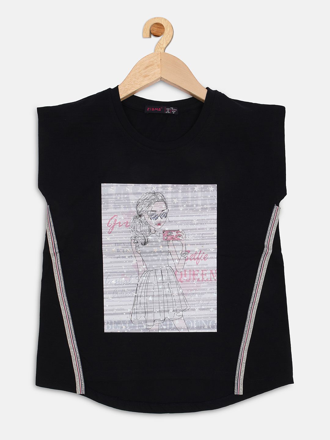 

PAMPOLINA Print Extended Sleeves Top, Navy blue