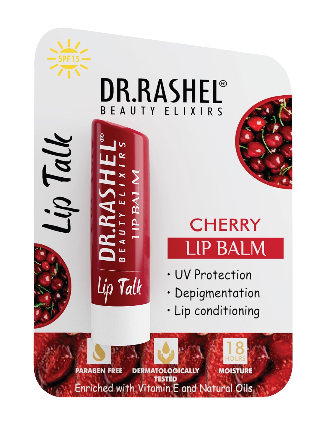 

DR.RASHEL Cherry & Almond Oil Rich Hydrating Lip Balm With SPF15 - 4.5g, Red