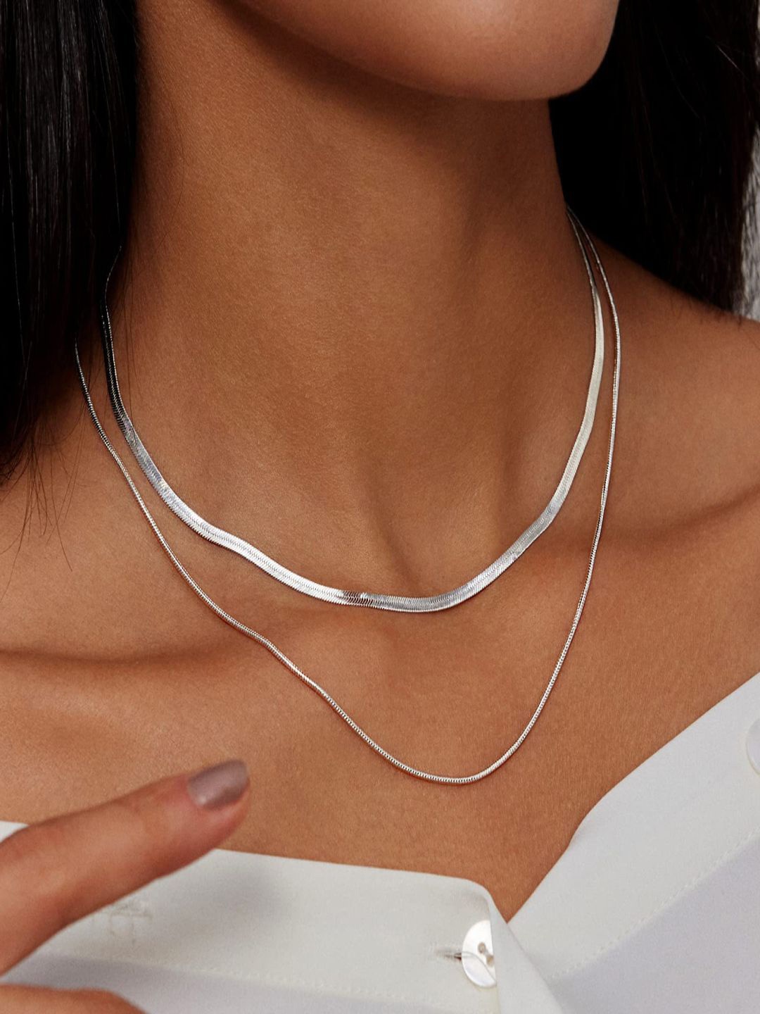 

AQUASTREET Unisex Silver Plated Stainless Steel Antitarnish Layer Snake Chain