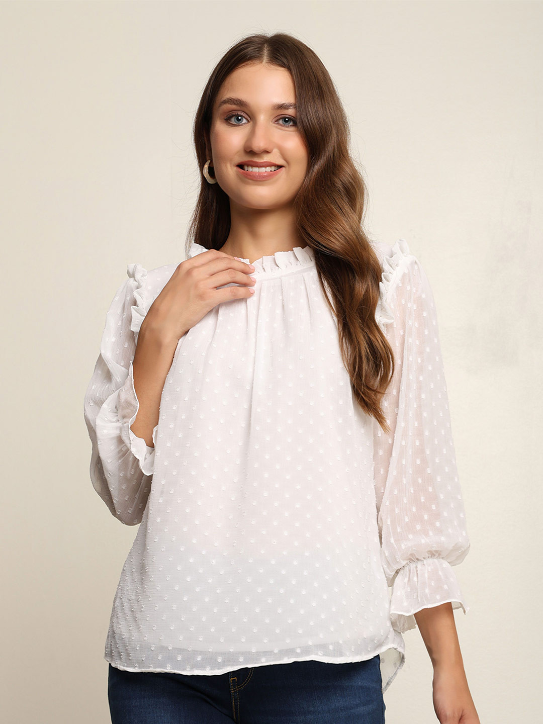 

Prettify Tie-Up Neck Top, White