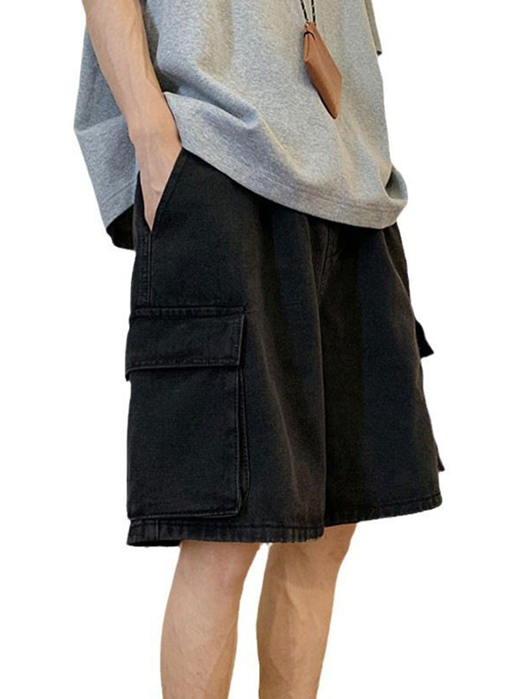 

StyleCast Men Solid Denim Shorts, Black
